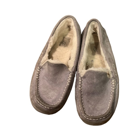 Ugg ANSLEY Hickory Sand suede shearling slipper shoes slip on women's size 7 - Picture 2 of 8